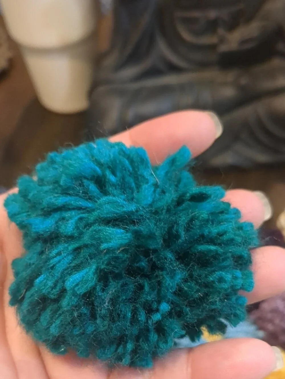 22 Handmade Multicolor Yarn Pom-Pom and Flower Accents - Home Accents